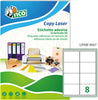 Etichetta adesiva LP4W - permanente - 99 1x67 7 mm - 8 etichette per foglio - bianco - Tico - conf. 100 fogli A4 Cancelleria e prodotti per ufficio/Archivio ufficio e accessori per scrivania/Etichette divisori per schedario e timbri/Etichette ed etichette adesive/Etichette per stampanti Eurocartuccia - Pavullo, Commerciovirtuoso.it