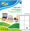 Etichetta adesiva LP4W - permanente - 99 1x93 1 mm - 6 etichette per foglio - bianco - Tico - conf. 100 fogli A4 Cancelleria e prodotti per ufficio/Archivio ufficio e accessori per scrivania/Etichette divisori per schedario e timbri/Etichette ed etichette adesive/Etichette per stampanti Eurocartuccia - Pavullo, Commerciovirtuoso.it