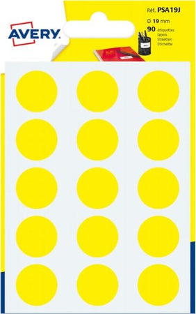 Etichetta adesiva tonda PSA - permanente - D 19 mm - giallo - Avery - blister 90 etichette Cancelleria e prodotti per ufficio/Archivio ufficio e accessori per scrivania/Etichette divisori per schedario e timbri/Etichette ed etichette adesive/Etichette per stampanti Eurocartuccia - Pavullo, Commerciovirtuoso.it