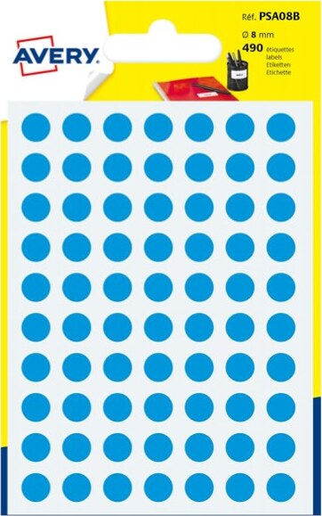 Etichetta adesiva tonda PSA - permanente - D 8 mm - blu - Avery - blister 420 etichette Cancelleria e prodotti per ufficio/Archivio ufficio e accessori per scrivania/Etichette divisori per schedario e timbri/Etichette ed etichette adesive/Etichette per stampanti Eurocartuccia - Pavullo, Commerciovirtuoso.it