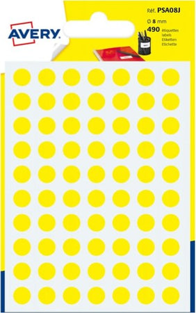 Etichetta adesiva tonda PSA - permanente - D 8 mm - giallo - Avery - blister 420 etichette Cancelleria e prodotti per ufficio/Archivio ufficio e accessori per scrivania/Etichette divisori per schedario e timbri/Etichette ed etichette adesive/Etichette per stampanti Eurocartuccia - Pavullo, Commerciovirtuoso.it