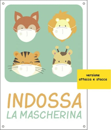 Etichetta autoadesiva - 20x30 cm - ''INDOSSA LA MASCHERINA'' - per bambini - Cartelli Segnalatori Fai da te/Sicurezza e protezione/Attrezzature per sicurezza sul lavoro/Segnaletica antinfortunistica Eurocartuccia - Pavullo, Commerciovirtuoso.it