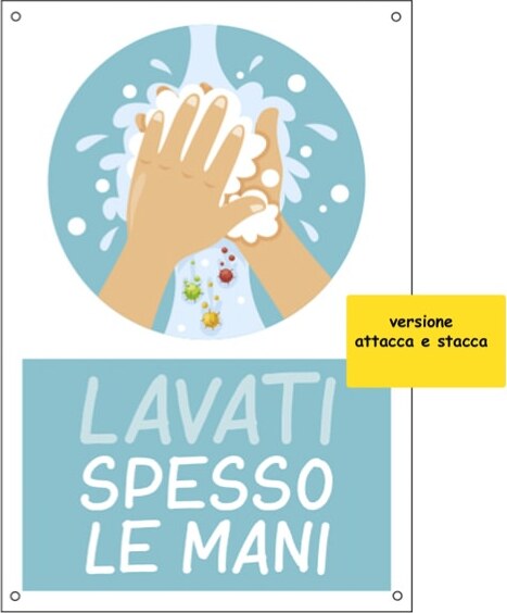 Etichetta autoadesiva - 20x30 cm - ''LAVATI SPESSO LE MANI'' - per bambini - Cartelli Segnalatori Fai da te/Sicurezza e protezione/Attrezzature per sicurezza sul lavoro/Segnaletica antinfortunistica Eurocartuccia - Pavullo, Commerciovirtuoso.it