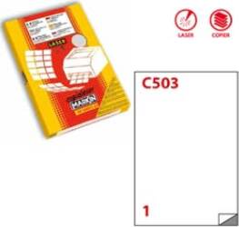 Etichetta in poliestere C503 - adatta a stampanti laser - permanente - 210x297 mm - 1 etichette per foglio - bianco opaco - Markin - scatola da 50 fogli A4 Cancelleria e prodotti per ufficio/Archivio ufficio e accessori per scrivania/Etichette divisori per schedario e timbri/Etichette ed etichette adesive/Etichette per stampanti Eurocartuccia - Pavullo, Commerciovirtuoso.it