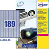 Etichetta in poliestere L6008 - adatta a stampanti laser - permanente - 24 5x10 mm - 189 etichette per foglio - argento - Avery - conf. 20 fogli A4 Cancelleria e prodotti per ufficio/Archivio ufficio e accessori per scrivania/Etichette divisori per schedario e timbri/Etichette ed etichette adesive/Etichette per stampanti Eurocartuccia - Pavullo, Commerciovirtuoso.it