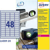 Etichetta in poliestere L6009 - adatta a stampanti laser - permanente - 45 7x21 2 mm - 48 etichette per foglio - argento - Avery - conf. 20 fogli A4 Cancelleria e prodotti per ufficio/Archivio ufficio e accessori per scrivania/Etichette divisori per schedario e timbri/Etichette ed etichette adesive/Etichette per stampanti Eurocartuccia - Pavullo, Commerciovirtuoso.it