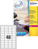 Etichetta in poliestere L6113 - adatta a stampanti laser - permanente - antimanomissione - 45 7 x 21 2 mm - 48 etichette per foglio - bianco - Avery - conf. 20 fogli A4 Cancelleria e prodotti per ufficio/Archivio ufficio e accessori per scrivania/Etichette divisori per schedario e timbri/Etichette ed etichette adesive/Etichette per stampanti Eurocartuccia - Pavullo, Commerciovirtuoso.it