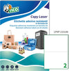 Etichetta in poliestere LP4P - adatta a stampanti laser - permanente - 210x148 mm - 2 etichette per foglio - bianco - Tico - conf. 70 fogli A4 Cancelleria e prodotti per ufficio/Archivio ufficio e accessori per scrivania/Etichette divisori per schedario e timbri/Etichette ed etichette adesive/Etichette per stampanti Eurocartuccia - Pavullo, Commerciovirtuoso.it