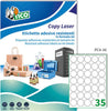 Etichetta in poliestere PC4 - adatta a stampanti laser - permanente - D 36 mm - 35 etichette per foglio - trasparente - Tico - conf. 100 fogli A4 Cancelleria e prodotti per ufficio/Archivio ufficio e accessori per scrivania/Etichette divisori per schedario e timbri/Etichette ed etichette adesive/Etichette per stampanti Eurocartuccia - Pavullo, Commerciovirtuoso.it