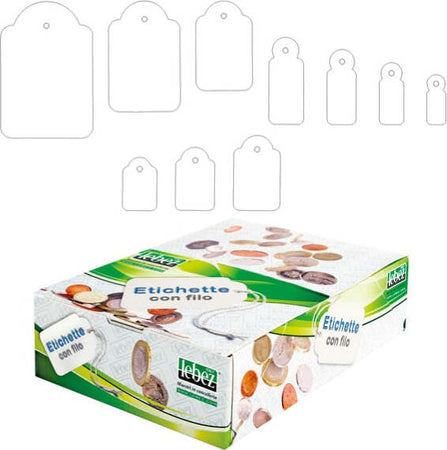Etichette con filo A392 - 36x54 mm - bianco - Lebez - conf. 500 pezzi Cancelleria e prodotti per ufficio/Archivio ufficio e accessori per scrivania/Etichette divisori per schedario e timbri/Etichette ed etichette adesive/Etichette per prezzatrici Eurocartuccia - Pavullo, Commerciovirtuoso.it