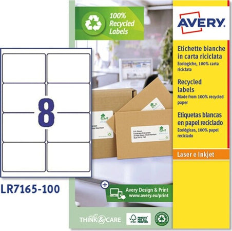 Etichette per buste e pacchi in carta riciclata - bianca - 99 1x67 7mm - 100 fogli - Avery Cancelleria e prodotti per ufficio/Archivio ufficio e accessori per scrivania/Etichette divisori per schedario e timbri/Etichette ed etichette adesive/Etichette per stampanti Eurocartuccia - Pavullo, Commerciovirtuoso.it