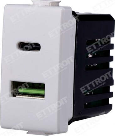 ETTROIT PRESA USB 2 IN 1 USB+TYPE-C 3.1AMH compatibile matix bticino| MT3002 Fai da te/Materiale elettrico/Prese elettriche ed accessori/Prese a muro Zencoccostore - Formia, Commerciovirtuoso.it