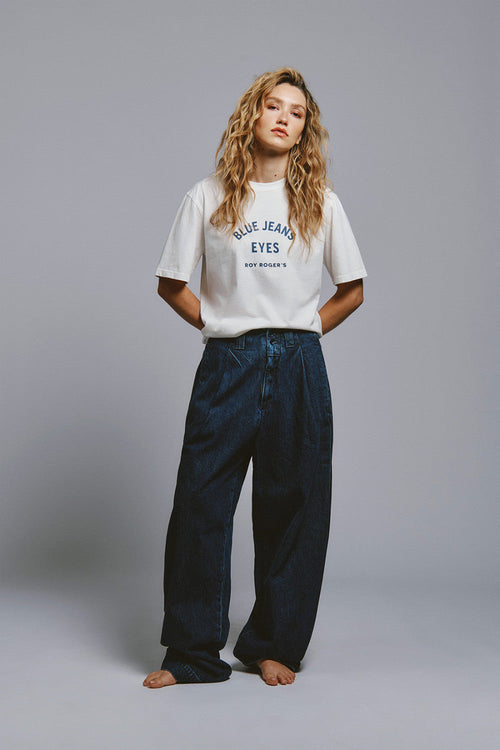 jeans donna Roy Roger’s Eva Herzigova wide fit denim blu vista frontale