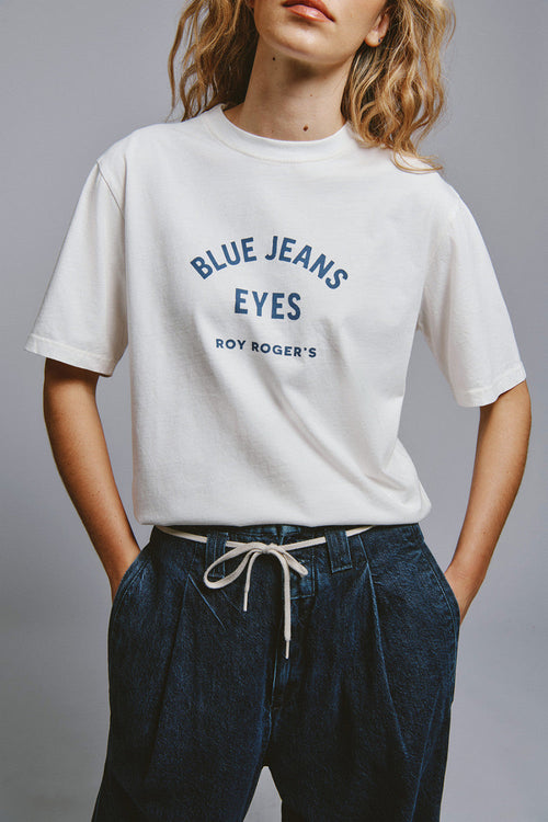 Roy Roger's x Eva Herzigova t-shirt donna bianca stampa Blue Jeans Eyes cotone regular fit newfp