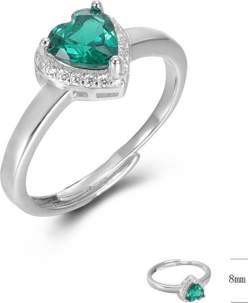 Evideence-Anello-Donna-argento-925-rodio-zirconi-bianchi-pietra-smeraldo-misura-regolabile