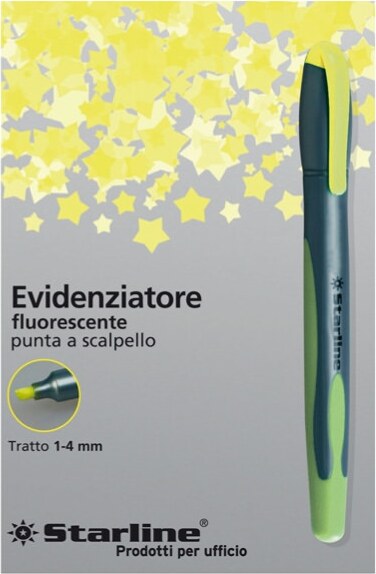 Evidenziatore a penna Starline - punta scalpello - tratto da 1 0-4 0mm - giallo - Starline [multipack] 12 pezzi Cancelleria e prodotti per ufficio/Penne matite scrittura e correzione/Marcatori ed evidenziatori/Marcatori cancellabili a secco e liquidi Eurocartuccia - Pavullo, Commerciovirtuoso.it