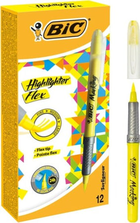 Evidenziatore Flex - giallo - Bic - conf. 12 pezzi Cancelleria e prodotti per ufficio/Penne matite scrittura e correzione/Marcatori ed evidenziatori/Marcatori cancellabili a secco e liquidi Eurocartuccia - Pavullo, Commerciovirtuoso.it