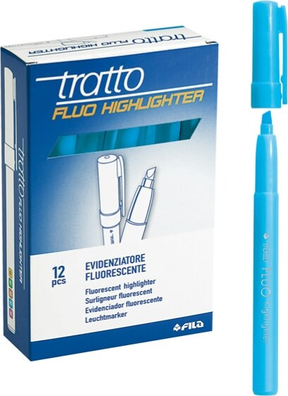 Evidenziatore fluo Highlighter - punta a scalpello - azzurro - Tratto - conf. 12 pezzi Cancelleria e prodotti per ufficio/Penne matite scrittura e correzione/Marcatori ed evidenziatori/Marcatori cancellabili a secco e liquidi Eurocartuccia - Pavullo, Commerciovirtuoso.it