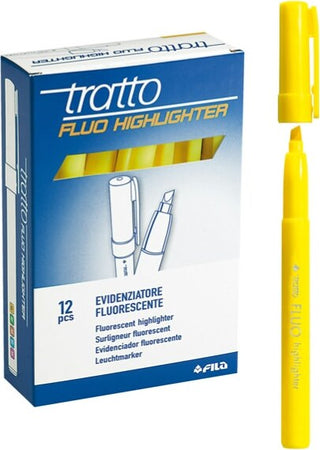 Evidenziatore fluo Highlighter - punta a scalpello - giallo - Tratto - conf. 12 pezzi Cancelleria e prodotti per ufficio/Penne matite scrittura e correzione/Marcatori ed evidenziatori/Marcatori cancellabili a secco e liquidi Eurocartuccia - Pavullo, Commerciovirtuoso.it