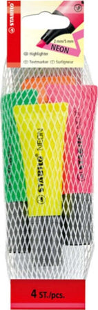 Evidenziatore stabilo Neon - punta a scalpello - tratto 2 00 - 5 00 mm - Stabilo - astuccio 4 pezzi Cancelleria e prodotti per ufficio/Penne matite scrittura e correzione/Marcatori ed evidenziatori/Marcatori cancellabili a secco e liquidi Eurocartuccia - Pavullo, Commerciovirtuoso.it