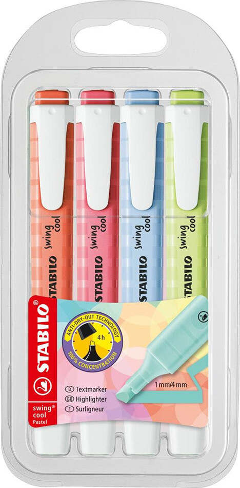 Evidenziatore-Stabilo-Swing-Cool-Pastel-4-pezzi