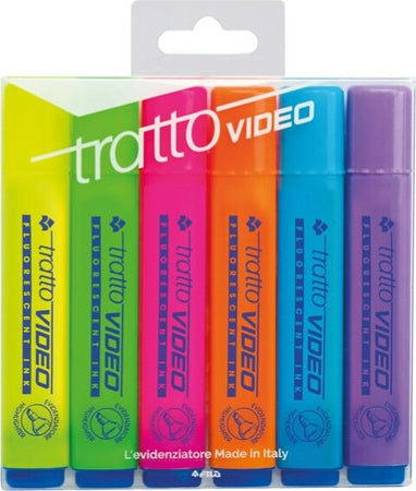Evidenziatore Tratto Video - punta a scalpello - tratto da 1 0-5 0mm - astuccio 6 colori - Tratto Cancelleria e prodotti per ufficio/Penne matite scrittura e correzione/Marcatori ed evidenziatori/Marcatori cancellabili a secco e liquidi Eurocartuccia - Pavullo, Commerciovirtuoso.it