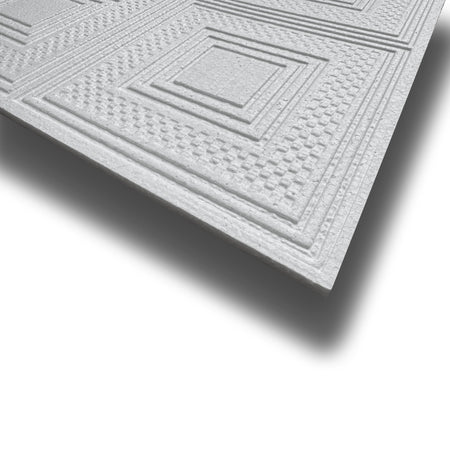 10 o 20mq (40 oppure 80 pezzi) di pannello decorativo a soffitto in polistirene compatto 50x50cm (spess. 1cm) EVORA - Eternal Parquet