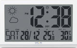 Explore-Scientific-RDC8001--Orologio-da-Parete-Jumbo-Radio-Controllato,-Sensore-Temperature-Esterna,-Previsioni-del-Tempo,-bianc