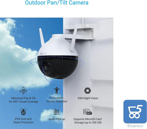 EZVIZ C8C TELECAMERA DI SORVEGLIANZA MOTORIZZATA WIFI ESTERNO 1080p 360°NOTTURNA