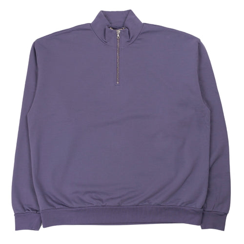 AURALEE Elastic High Gauge Sweat Half Zip P/O in Purple da uomo