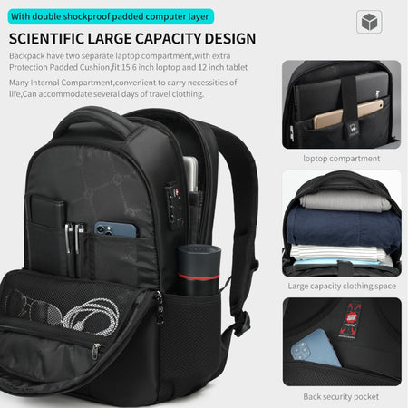 Tigernu zaino da viaggio e lavoro T-B3105 3A nero