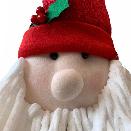 Puntale per albero buffo babbo natale con cappello e barba h 45 cm decorazione