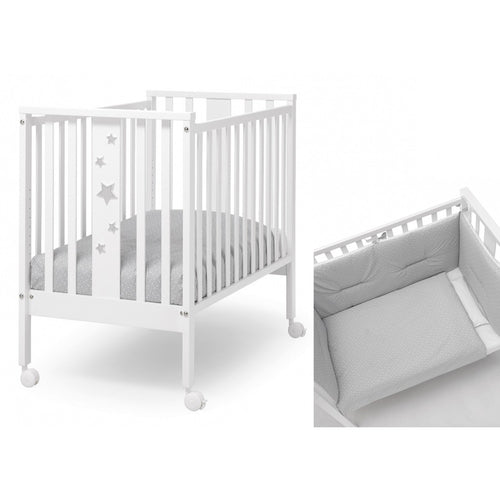 Lettino Coo Sleeping Erbesi Mini Stelline Bianco Grigio + Completo Tessile