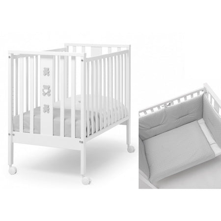 Lettino Coo Sleeping Erbesi Mini Stelline Bianco Grigio + Completo Tessile