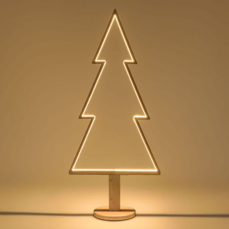 Abete triangolare luminoso con led multicolor e base in legno decorazione natalizia