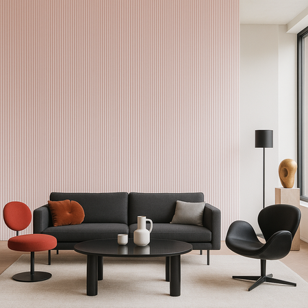 Asta intera 12x154x2800mm di Rivestimento Parete Boiserie cannettato Lamelli tondi eff. Touch DUSTY ROSE