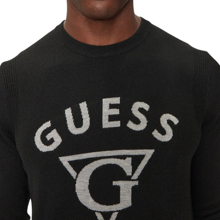Guess pullover nero logo jacquard Edgar M4BR06 Z3H82 JBLK