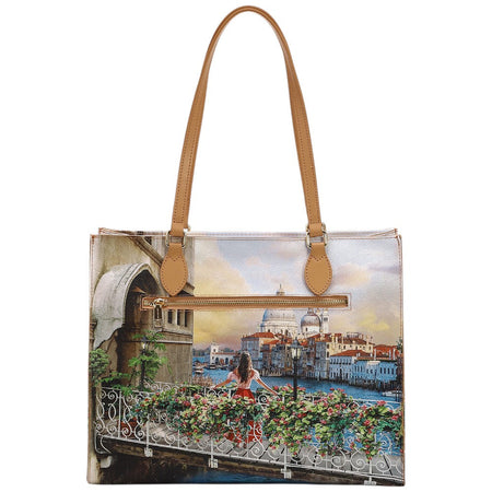 YNot borsa square shopping bag Venezia Flowery canal YES602S4
