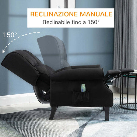 F700-028V91BKA-Poltrona-Massaggiante-e-Reclinabile-con-Funzione-Riscaldante-e-Telecomando,-78x84x101cm,-Nero