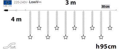 Stalattite decorata con stelle luminose con led SMD Neon bianco caldo per interno ed esterno