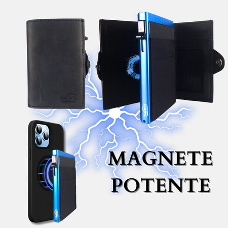 Sei G portacarte safe magnetic royal con custodia in pelle nera