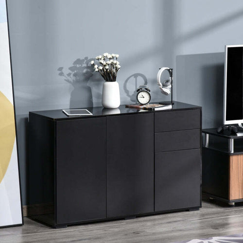 F838-077BKA-madia-soggiorno-salotto-nero-lucido-legno-laminato-ufficio-studio-design-con-4-ante-2-cassetti