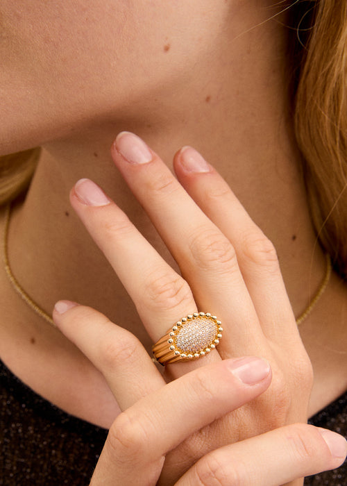 Anello ovale oro con pietre clear