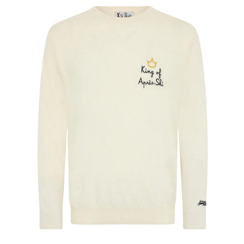 MC2 SAINT BARTH maglioni uomo mc2 saint barth - crew neck light sweater king apres ski 10 emb - avorio da uomo