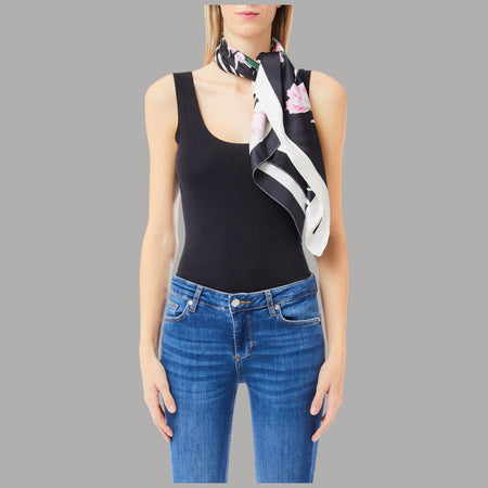 Liu Jo foulard nero zebrato 90X90 con scatola 2F5084T0300