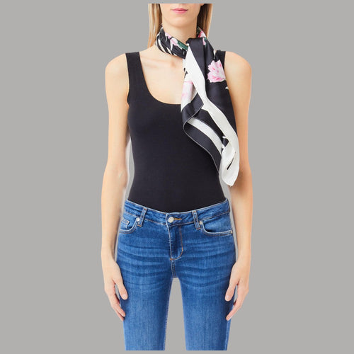 Liu Jo foulard nero zebrato 90X90 con scatola 2F5084T0300