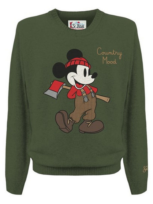 MC2 SAINT BARTH felpe senza cappuccio uomo mc2 saint barth - heron light mickey wood 52 patch - verde da uomo