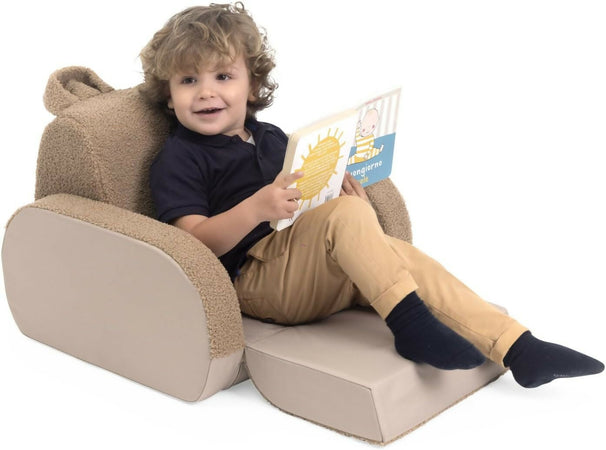 CHICCO Twist Poltroncina per Bambini Trasformabile in Sdraio e Divanetto, Sedia per Bambini con 3 Configurazioni, Comoda e Leggera, Si Trasforma con 1 Gesto - Per Bambini 12+ Mesi - colore TEDDY beige