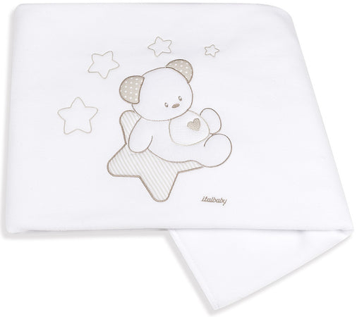 Copertina Pile Lettino Ricamata Italbaby Sweet Star Azzurro