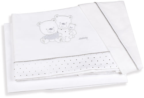 Set Lenzuola 3 pz Italbaby Happy Family Bianco